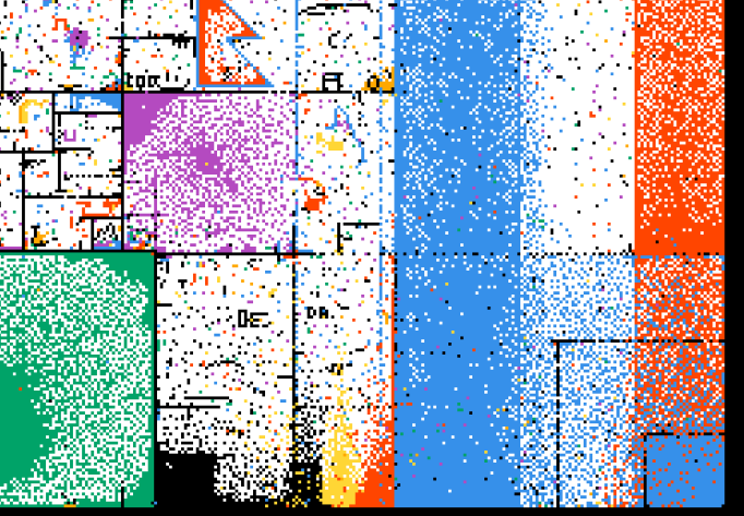 A blue square next to a giant French flag.