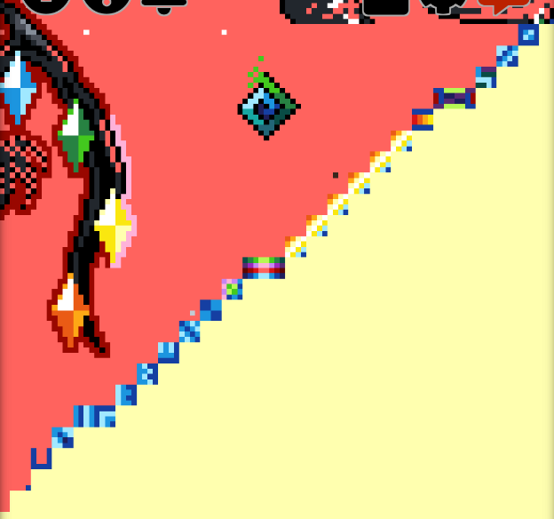 A close up image of more blue squares containing artwork.